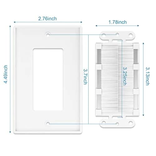 iwillink Brush Wall Plate 10 Pack White Single Gang | Professional Cable Management for Home Theater thumbnail 3