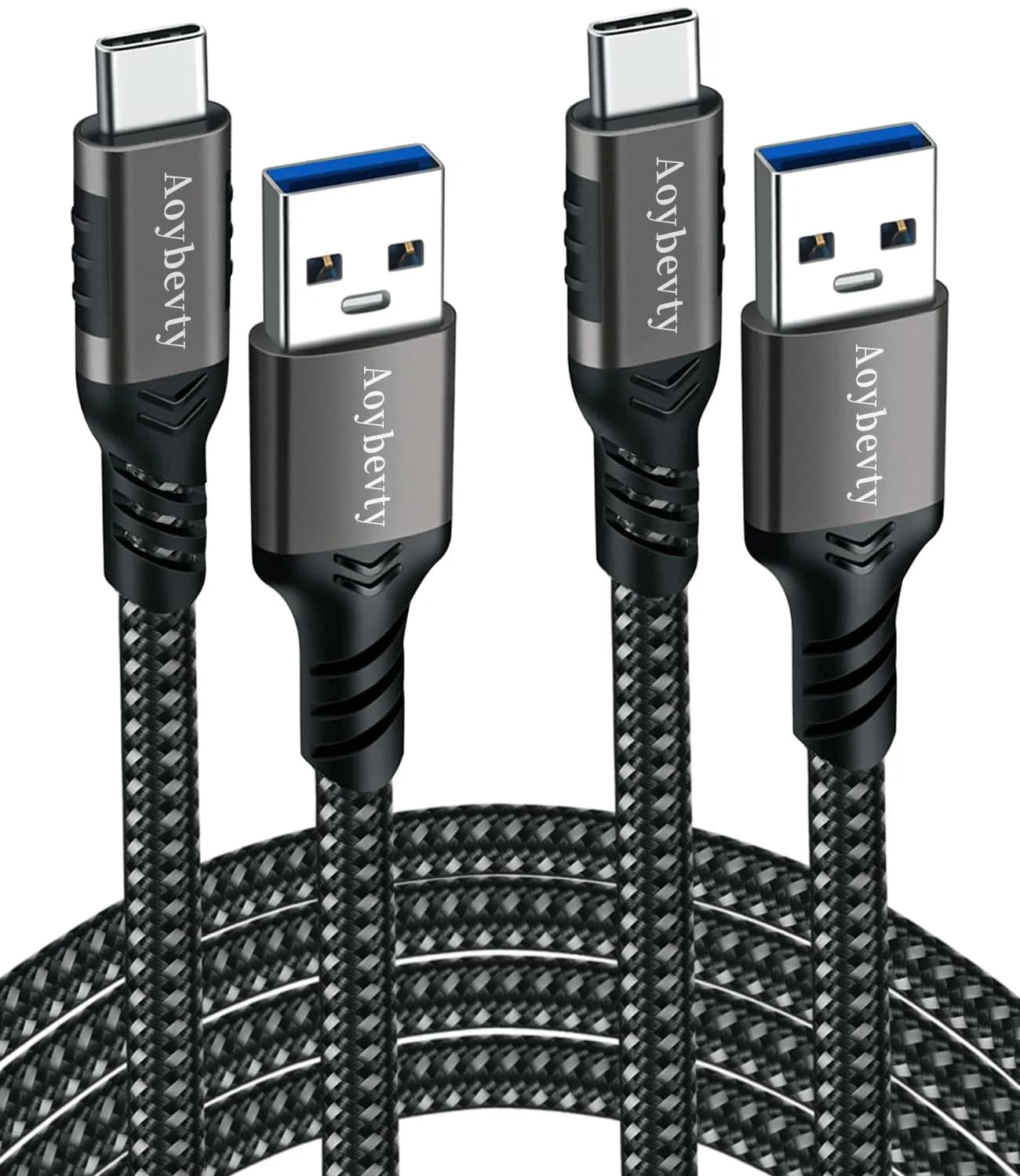 Aoybevty USB A to USB C Cable 10FT (3.05m), 10Gbps Data Transfer & 60W Fast Charging | Grey — Grey / 3.3FT+3.3FT