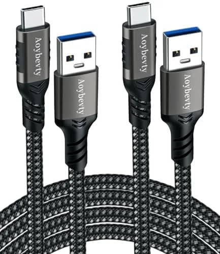 Aoybevty USB A to USB C Cable 2-Pack 3.3ft | 10Gbps Data & 60W Fast Charging thumbnail 1