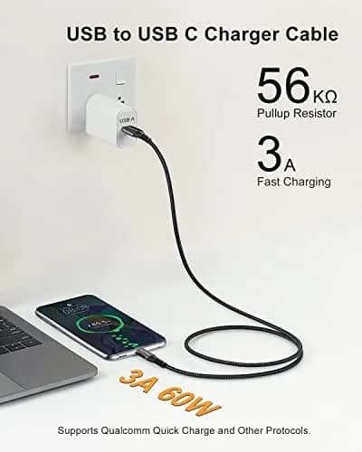Aoybevty USB A to USB C Cable 2-Pack 3.3ft | 10Gbps Data & 60W Fast Charging thumbnail 4