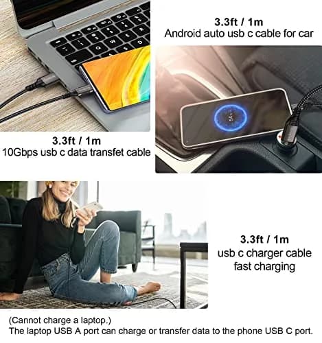 Aoybevty USB A to USB C Cable 2-Pack 3.3ft | 10Gbps Data & 60W Fast Charging thumbnail 7