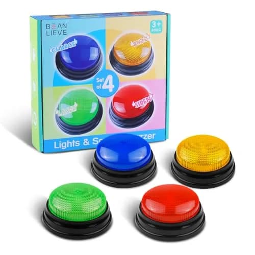 BEAN LIEVE 4-Pack Game Buzzers with Lights & Sounds | Educational Classroom & Party Game Show Answer Buzzers thumbnail 1