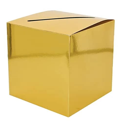 Beistle Gold Foil Card Box Holder 9x9 inches | Party & Wedding Card Holder thumbnail 1