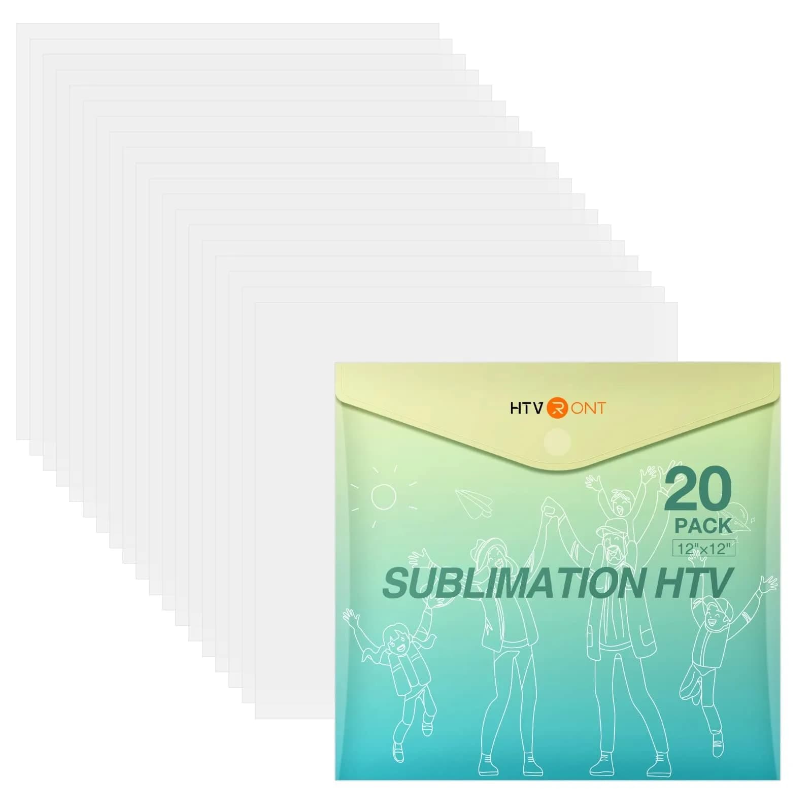 HTVRONT Sublimation HTV Sheets for Cotton Fabric 30.5x25.4cm (12x10'') 10 Pack | Vivid Colors for Dark & Light Cotton — Matte-Light / 20pcs-12x12in
