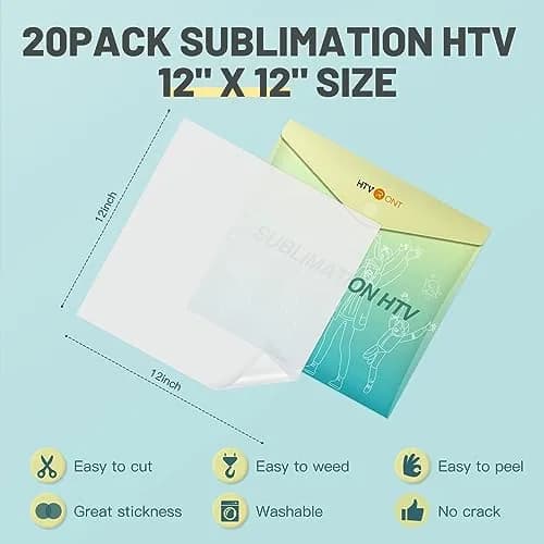 HTVRONT Sublimation Vinyl for Cotton Shirts 20 Pack 12x12" | Bright & Durable thumbnail 2
