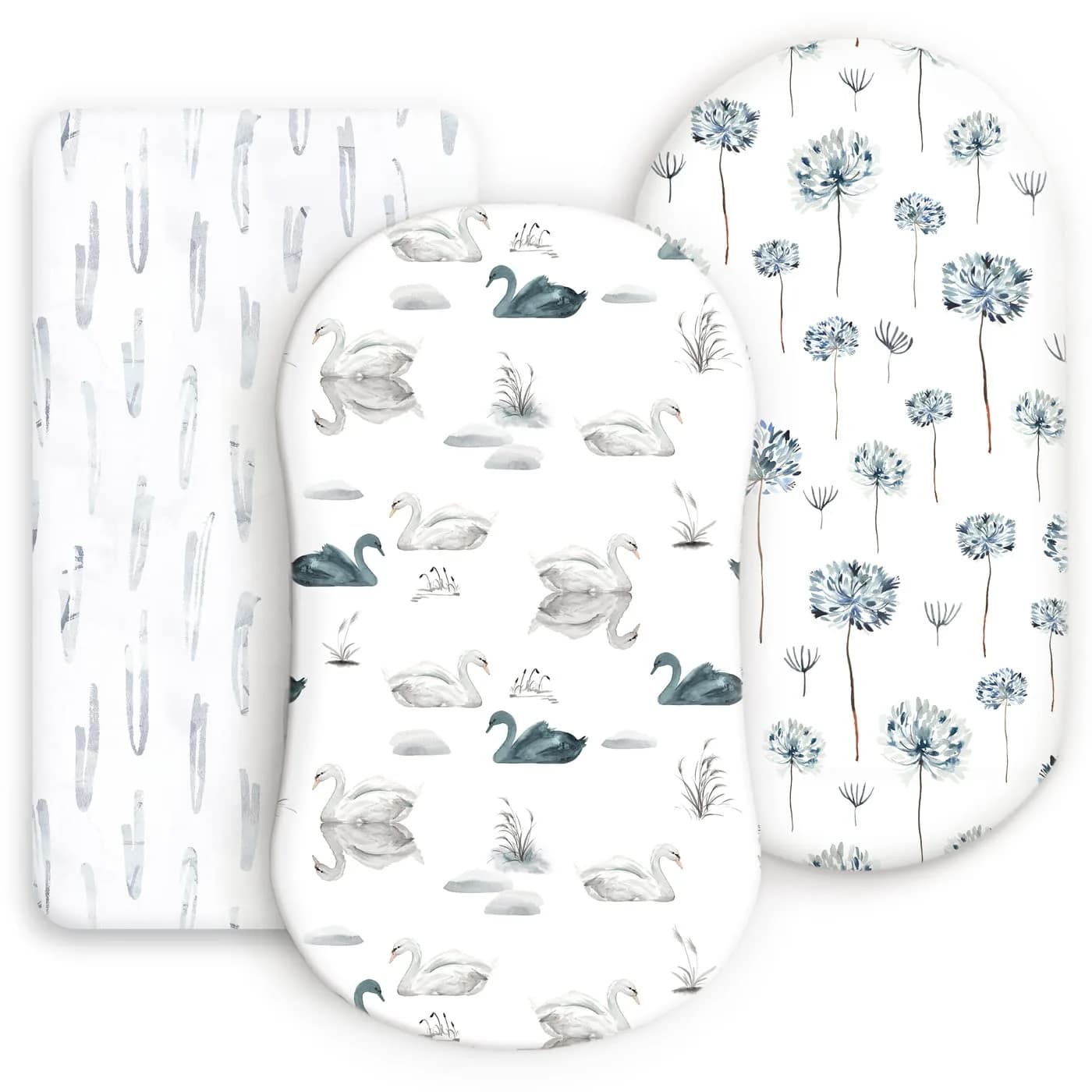 GRSSDER Ultra Soft Bassinet Sheet 2 Pack | Jersey Knit Fitted Sheet for Oval, Hourglass, Rectangular Mattresses (32" x 16" x 5") — Navy Blue