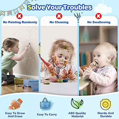 Kikidex Magnetic Drawing Board Green | Mess-Free Toddler Art & Learning Toy thumbnail 3