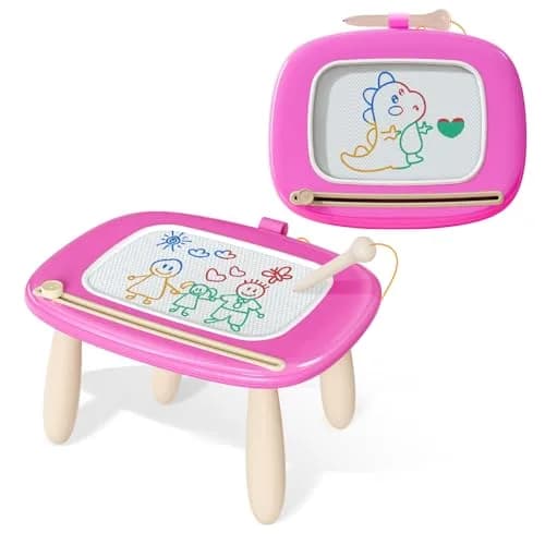 Kikidex Magnetic Doodle Board for Toddlers 1-3 Years | Rose | 32cm x 33cm (12.6in x 13in) thumbnail 1