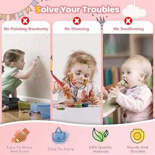 Kikidex Magnetic Doodle Board for Toddlers 1-3 Years | Rose | 32cm x 33cm (12.6in x 13in) thumbnail 3