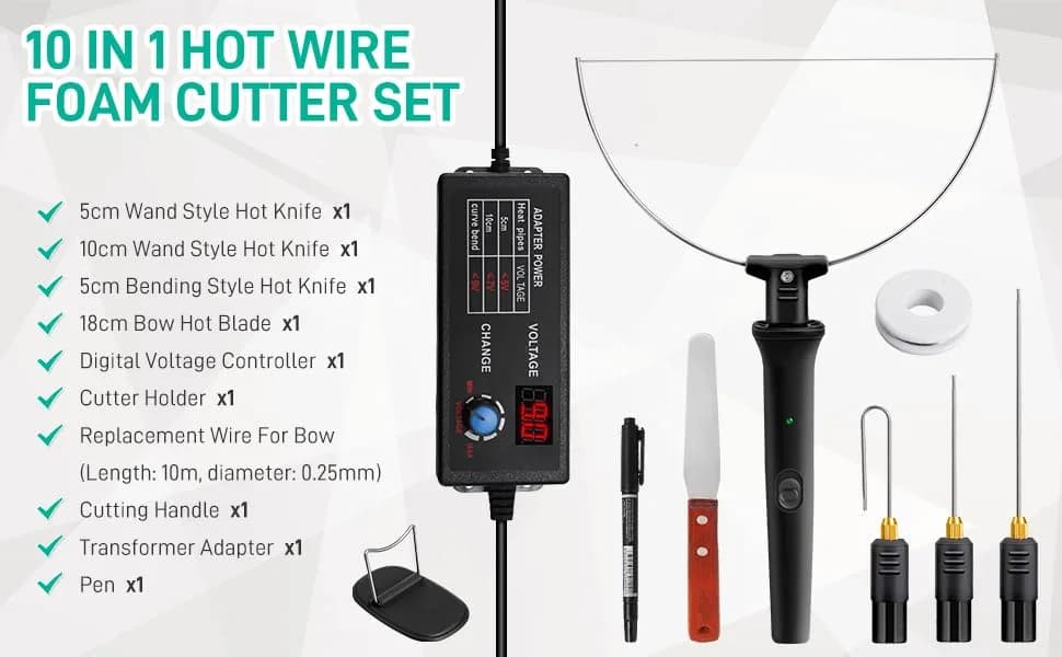 Ncepis Electric Foam Cutter Tool Kit with Digital Voltage Controller & 6 Attachments | 110-240V thumbnail 9