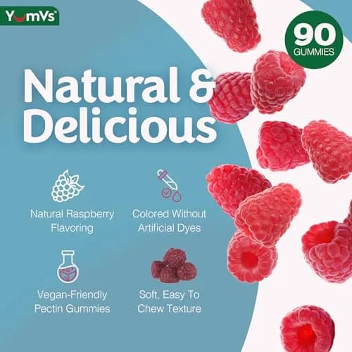 YUM-V'S Magnesium Citrate Gummies 900 mg | Raspberry Flavor, 90 Count, 2-Pack | Supports Nerve & Muscle Function thumbnail 5