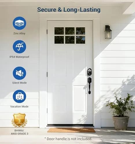 Veise RZ-A Electronic Deadbolt Door Lock, Matte Black | Keyless Entry & Auto Lock thumbnail 9