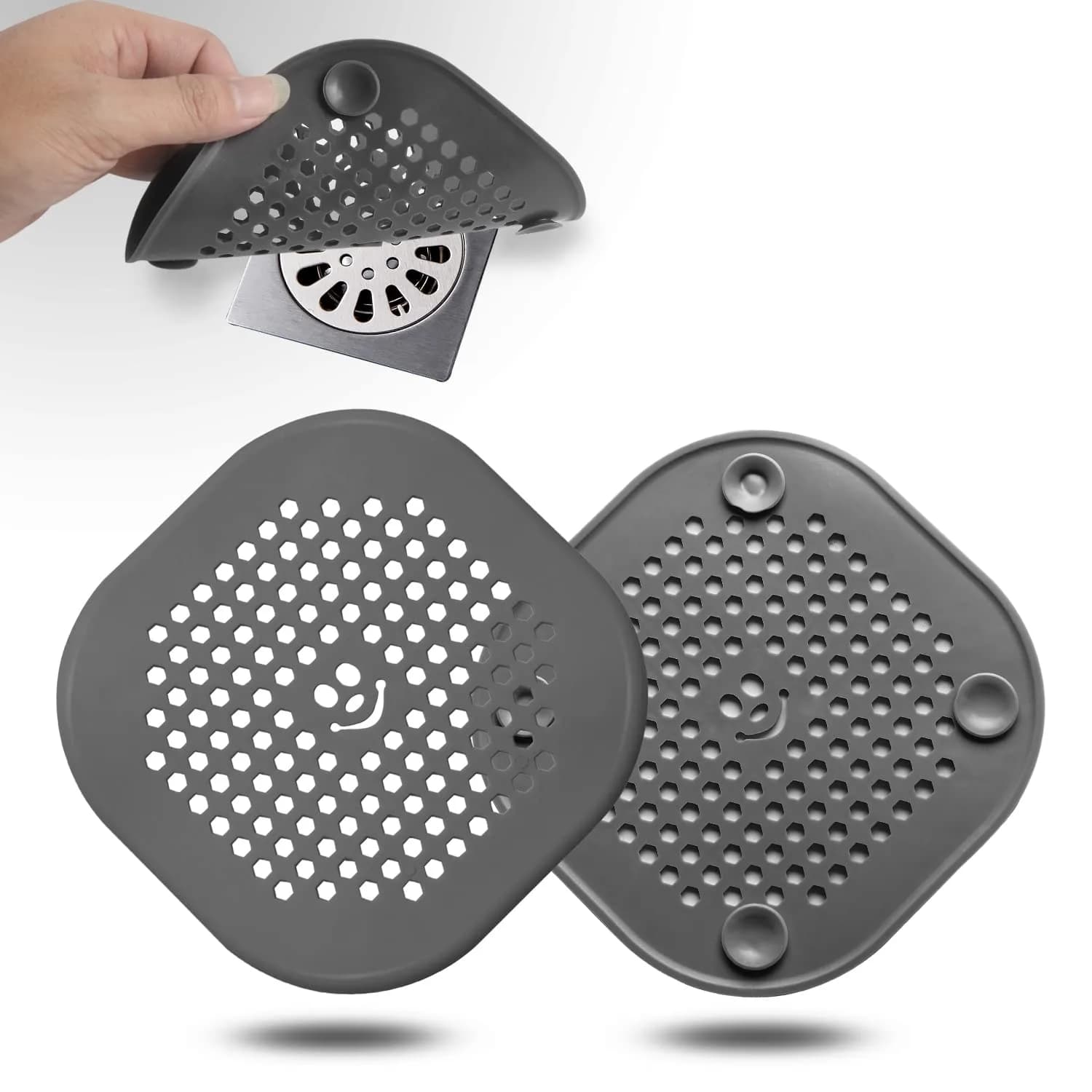 Couidl Drain Cover Hair Catcher Silicone 2 Pack | Deep Grey, Anti-Clogging, Easy Install - main product image