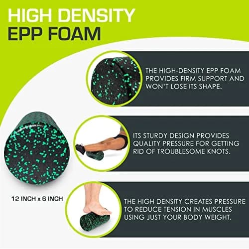 ProsourceFit High Density Foam Roller 12 x 6 inches | Firm Full Body Athletic Massage Tool for Muscle Recovery thumbnail 3