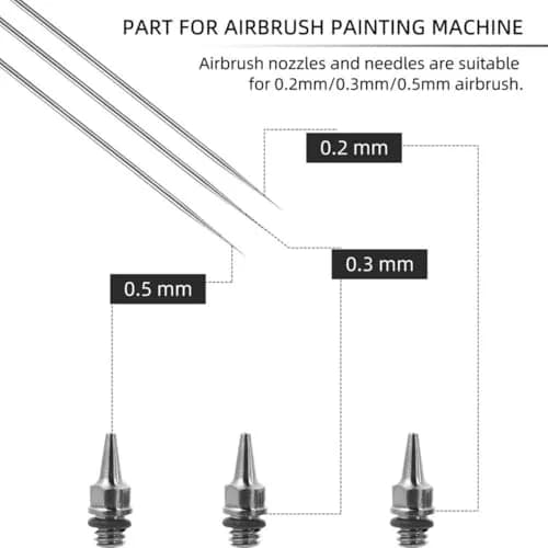HUBEST Airbrush Nozzle Needle Set for Iwata Master, 0.2/0.3/0.5mm | Precision Art Supplies for Fine & Broad Projects thumbnail 4