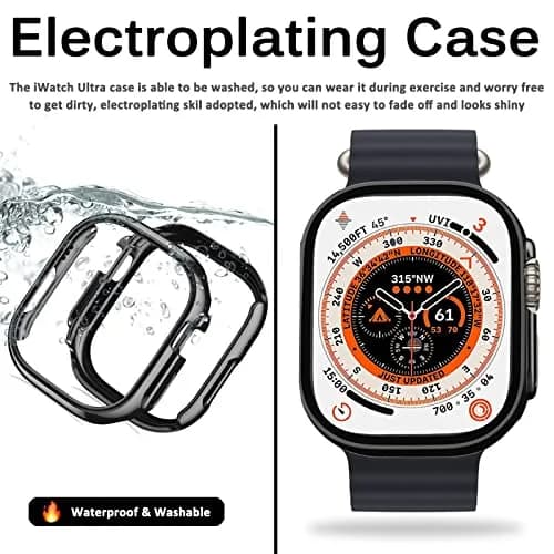 Miimall Compatible for Apple Watch Ultra/Ultra 2 49mm Case Black | Slim Shockproof PC Bumper thumbnail 5