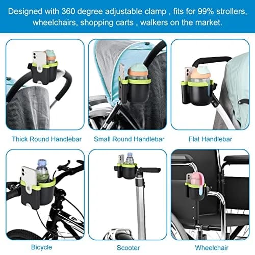 Accmor Stroller Cup Holder with Phone Holder | Universal Fit for Baby Strollers & Wheelchairs thumbnail 7