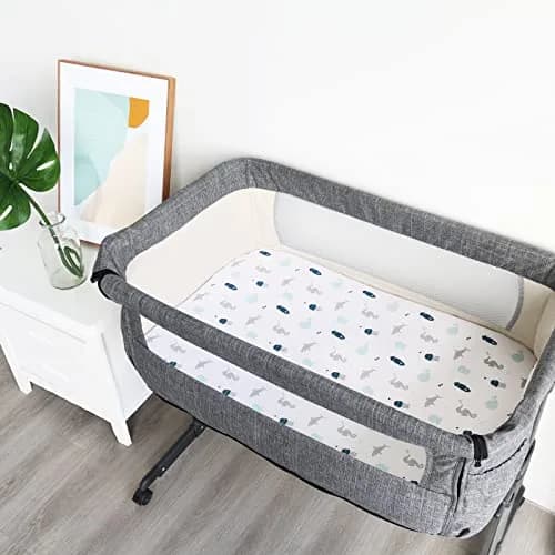 SPRINGSPIRIT Bassinet Sheets 2 Pack, Aqua Animal Print | Universal Fit for Rectangle, Oval, Hourglass Bassinet Mattress thumbnail 3
