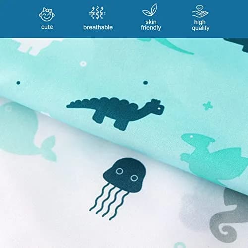 SPRINGSPIRIT Pack and Play Sheets 2-Pack | Aqua Dinosaurs & Ocean Print, 39"x27"x5" (99cm x 69cm x 13cm) thumbnail 3