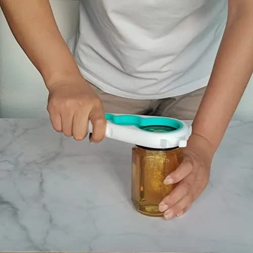 Otstar Jar Opener Bottle & Can Opener for Weak Hands | Effortless Lid Removal (White & Cyan) thumbnail 4