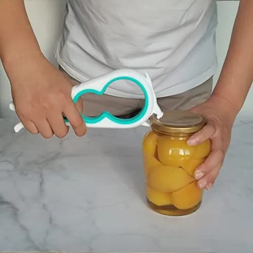 Otstar Jar Opener Bottle & Can Opener for Weak Hands | Effortless Lid Removal (White & Cyan) thumbnail 3