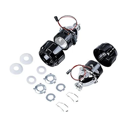 Astra Depot 2.5 inch H1 Bi-Xenon Front Lamp Projector Lens | Chrome Housing, Clear Lens, 2 Pack thumbnail 4