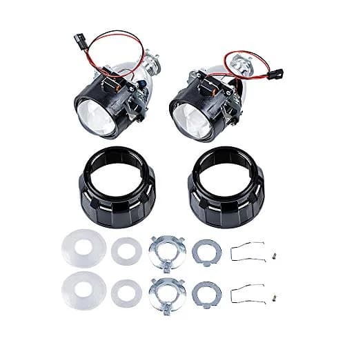 Astra Depot 2.5 inch H1 Bi-Xenon Front Lamp Projector Lens | Chrome Housing, Clear Lens, 2 Pack thumbnail 5