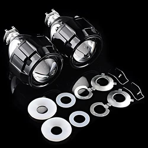 Astra Depot 2.5 inch H1 Bi-Xenon Front Lamp Projector Lens | Chrome Housing, Clear Lens, 2 Pack thumbnail 9