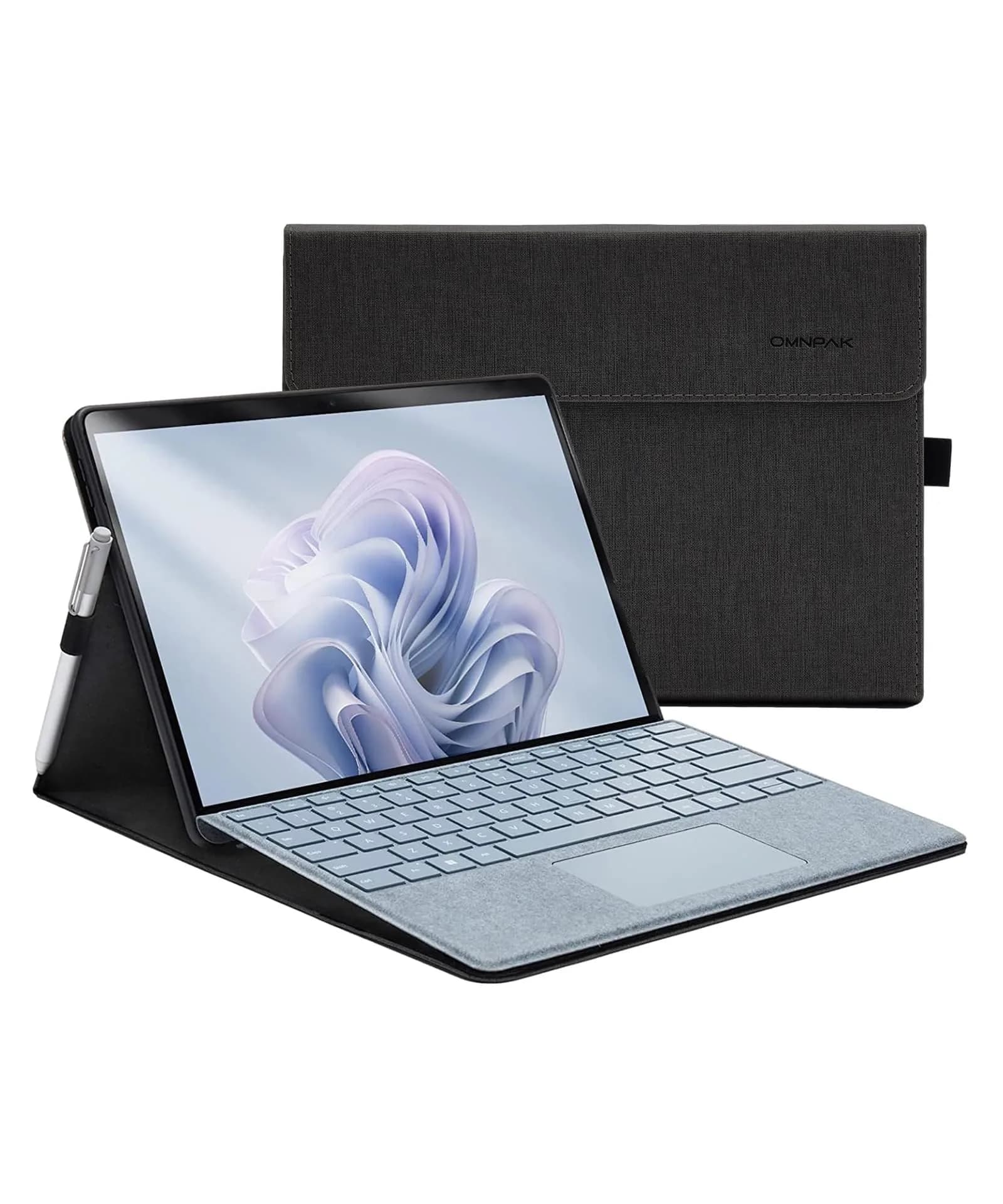 Omnpak Case for 13 inch Microsoft Surface Pro 11/10/9, Multi-Angle Stand | Shockproof Protective Cover — Black