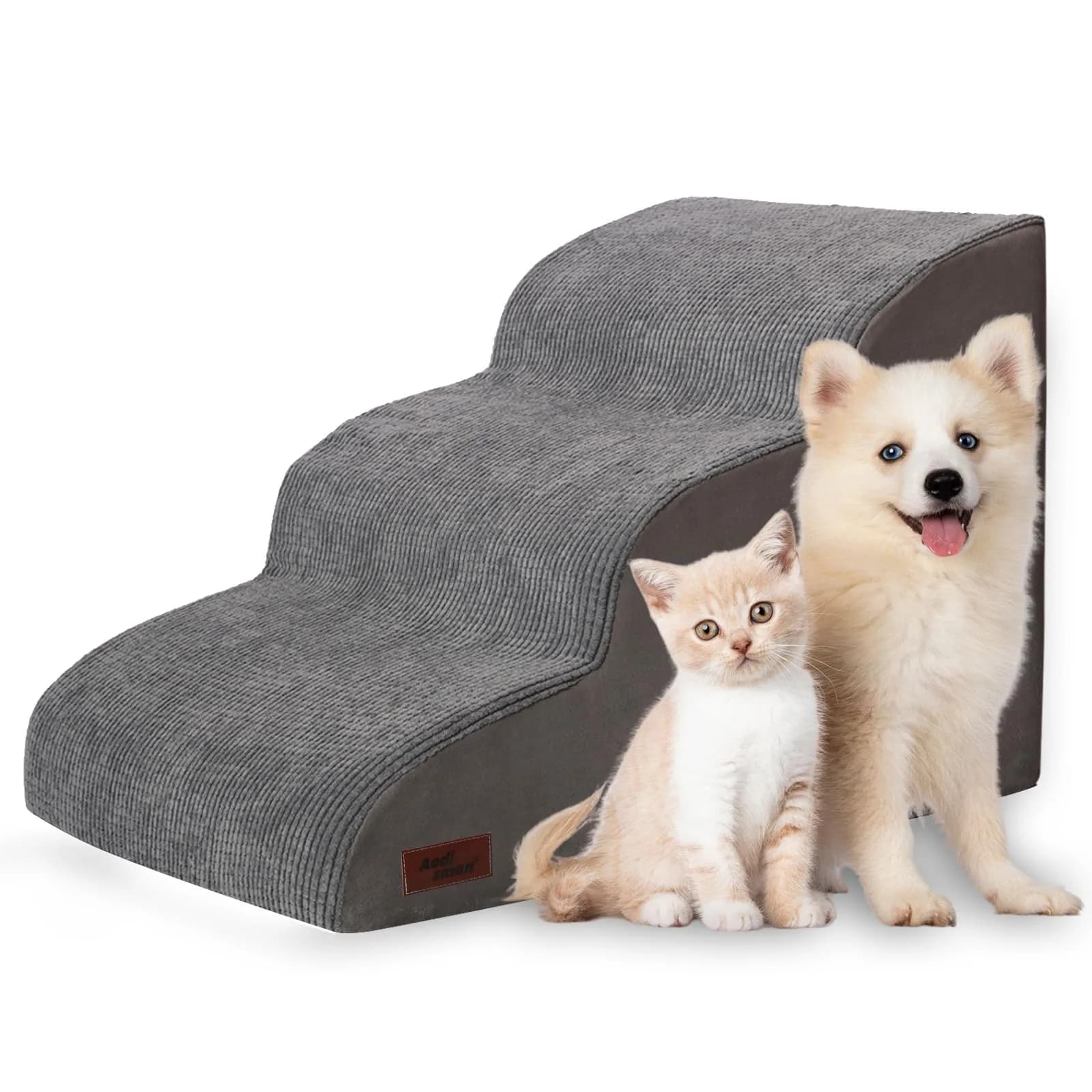 aodisman Dog Stairs for Small Dogs and Cats | 3-Step Pet Ramp for Bed & Couch with Non-Slip Design - main product image