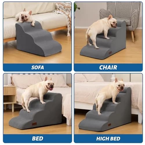aodisman Dog Stairs for Small Dogs and Cats | 3-Step Pet Ramp for Bed & Couch with Non-Slip Design thumbnail 2