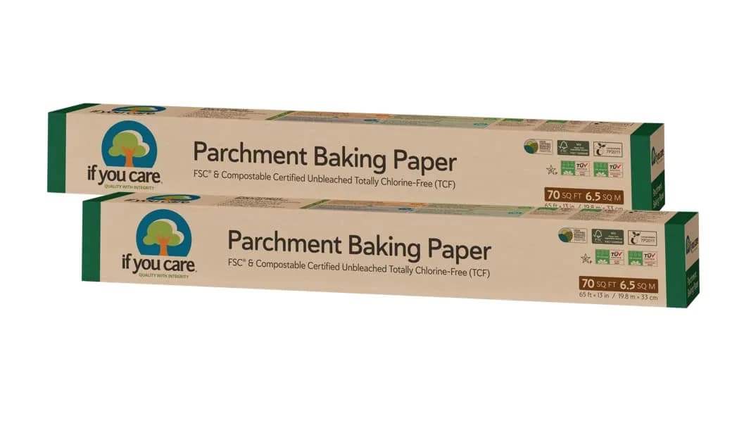 If You Care Unbleached Parchment Baking Paper Roll 70 Sq Ft (1980 cm) | Chlorine Free, Greaseproof, Silicone Coated, Pack of 2 — 1 Roll (70 Sq Ft Total)