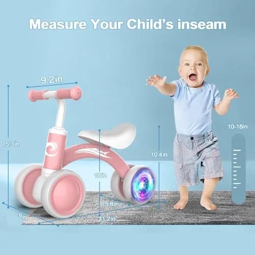 Gamfeiny Colorful Lighting Baby Balance Bike | 10-36 Months Toddler Ride-On Toy thumbnail 2