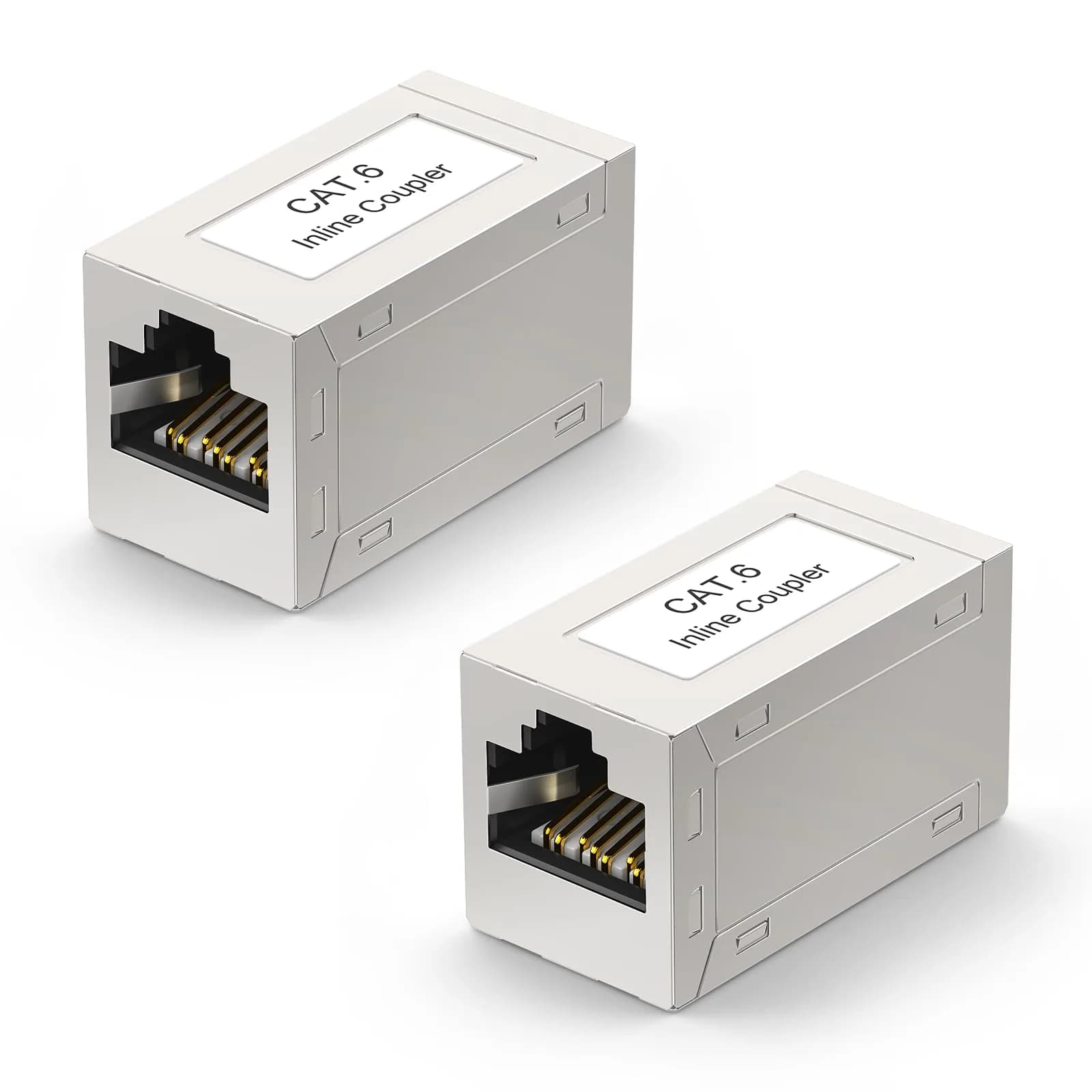 VCELINK RJ45 Shielded Coupler, CAT6 Ethernet Extender, 2-Pack | 1Gbps High-Speed Transmission — silver