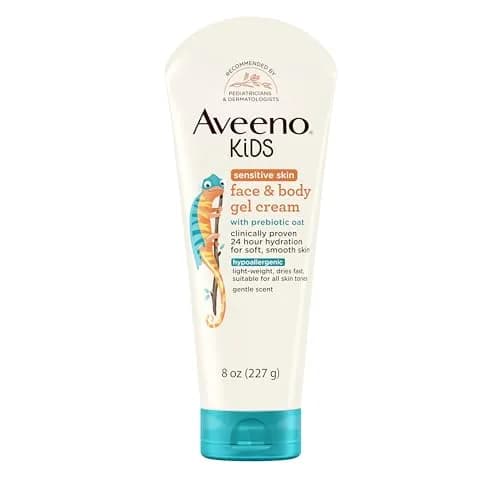 Aveeno Baby Kids Sensitive Skin Face & Body Gel Cream 237ml (8 oz) | Hypoallergenic & 24-Hour Hydration thumbnail 1
