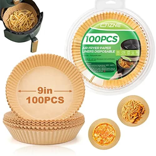 ctizne Air Fryer Liners Disposable 9IN Round | Oil Proof & Non-Stick for 8-10QT thumbnail 1