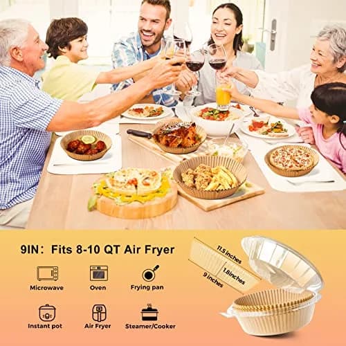 ctizne Air Fryer Liners Disposable 9IN Round | Oil Proof & Non-Stick for 8-10QT thumbnail 2