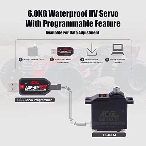 AGFRC B24CLM 6KG Waterproof Micro Servo for 1/16 RC | High Torque & IP67 Rated thumbnail 4