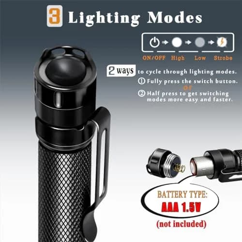 Ansyper CC LED Pen Light Flashlight 250 Lumens 3 Modes | Compact Tactical Torch with Clip thumbnail 4