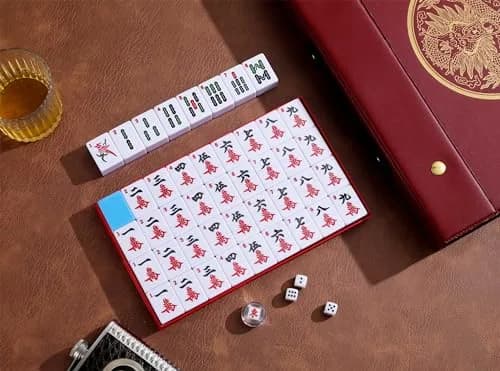 Mose Cafolo Chinese Mahjong Game Set 144 Tiles, 1.5" X-Large Melamine Tiles with Carrying Travel Case | Educational Board Game for Adults thumbnail 3