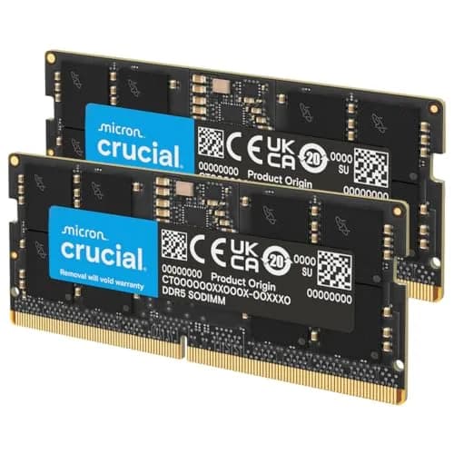 Crucial 32GB DDR5 RAM Kit (2x16GB) 5600MHz SODIMM Laptop Memory 32GB (2x16GB) | Boosts System Performance thumbnail 1