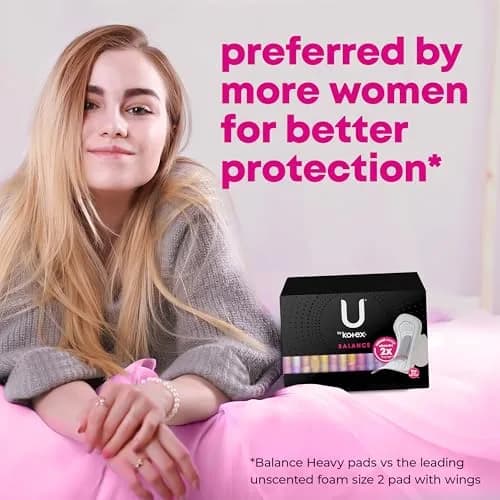 U by Kotex Balance Teen Ultra Thin Pads with Wings, Heavy Absorbency, 160 Count (4 Packs of 40) | Dermatologist Tested for Sensitive Skin thumbnail 7