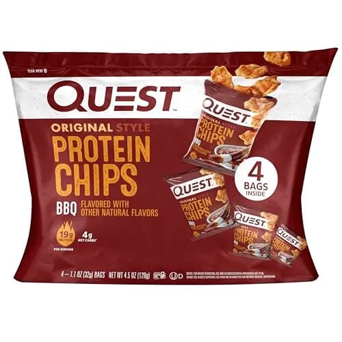Quest BBQ Protein Chips 1.1 oz (32g) Pack of 4 | 19g Protein, 4g Net Carb, Gluten-Free thumbnail 1