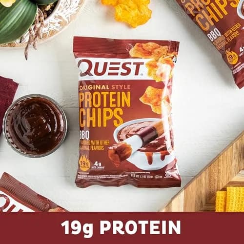 Quest BBQ Protein Chips 1.1 oz (32g) Pack of 4 | 19g Protein, 4g Net Carb, Gluten-Free thumbnail 2