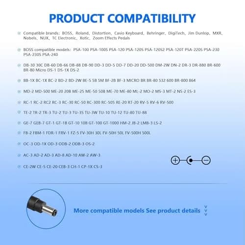 BXIZXD Guitar Pedal Power Supply 9V 1A | Compatible with Boss, Roland & More (100-120 words) thumbnail 5
