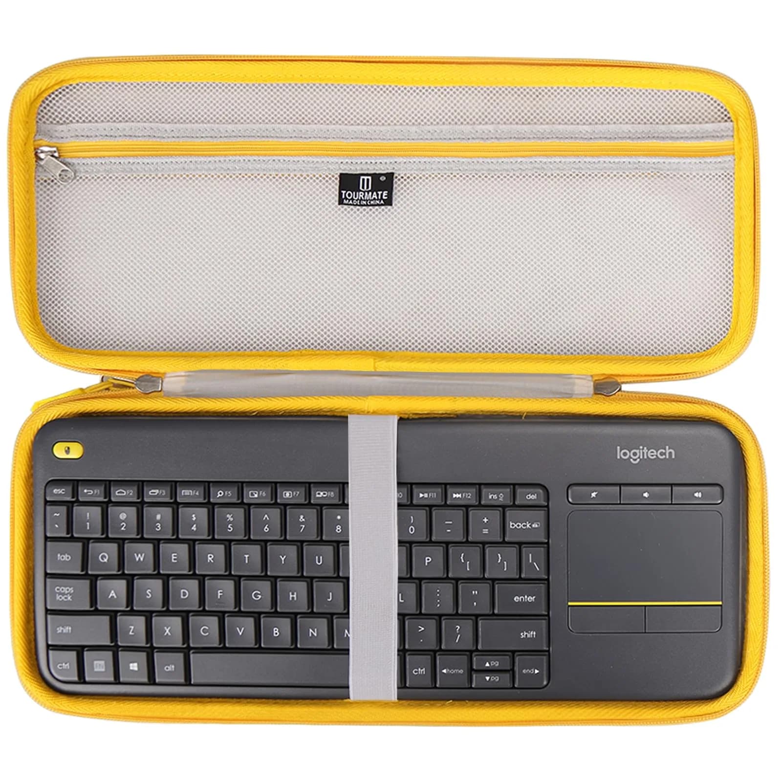 Tourmate Hard Storage Case for Logitech K400 Plus Wireless Keyboard | Gray + Pink, 340g (0.75 lb) — Gray + Yellow