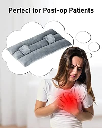 BELINOUS Post Mastectomy Seat Belt Pillow for Recovery | Soft Cotton, Gray thumbnail 4