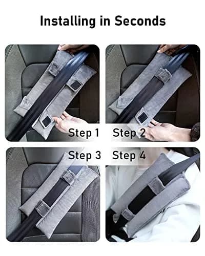 BELINOUS Post Mastectomy Seat Belt Pillow for Recovery | Soft Cotton, Gray thumbnail 7
