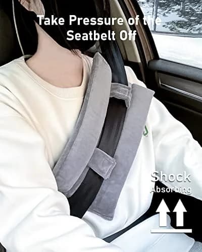 BELINOUS Post Mastectomy Seat Belt Pillow for Recovery | Soft Cotton, Gray thumbnail 3