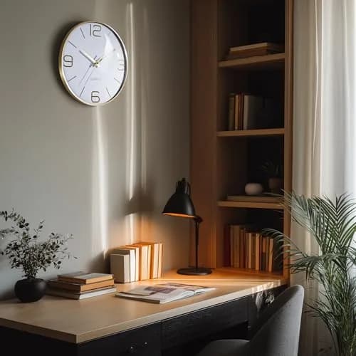AYRELY 12 Inch Silent Wall Clock for Living Room & Bedroom | Modern Gold Metal Frame Decor thumbnail 2